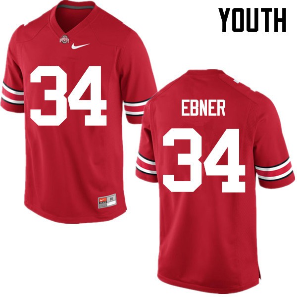 Ohio State Buckeyes #34 Nate Ebner Youth Stitched Jersey Red OSU12425